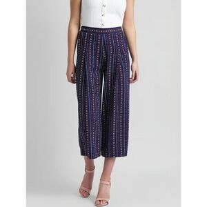 Zink London Womens Wide Leg Pants Medium Blue Red Boho Western American Cropped